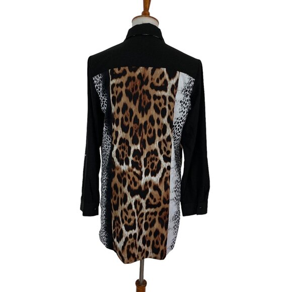 Mona Leah Couture Top Medium Zip Up Long Sleeve Animal Print Artsy Unique - Picture 3 of 5